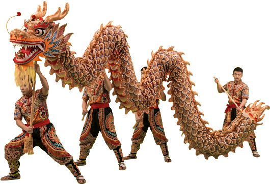 imagen de personas realizando la danza del dragon en china